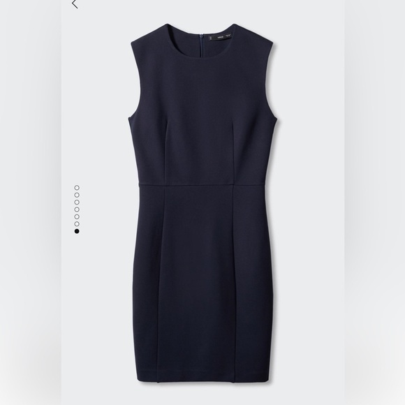 NWT Mango Roma-Knit Sleeveless Dress in dark navy, size US 10 - Picture 4 of 8